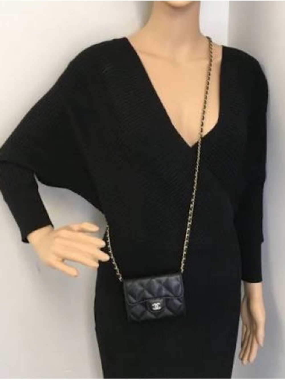 CC Black Quilted Leather Chain Mini Crossbody